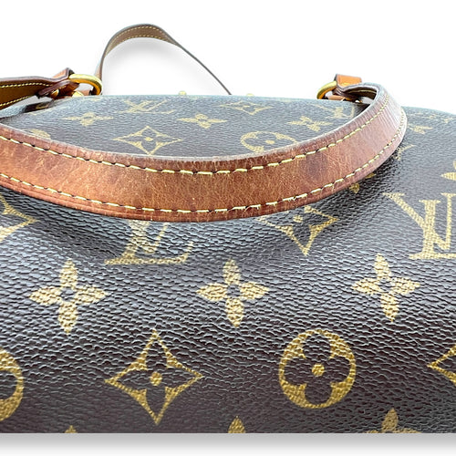 Montorgueil Top Handle Bag GM Brown in Monogram Coated Canvas, Gold hardware