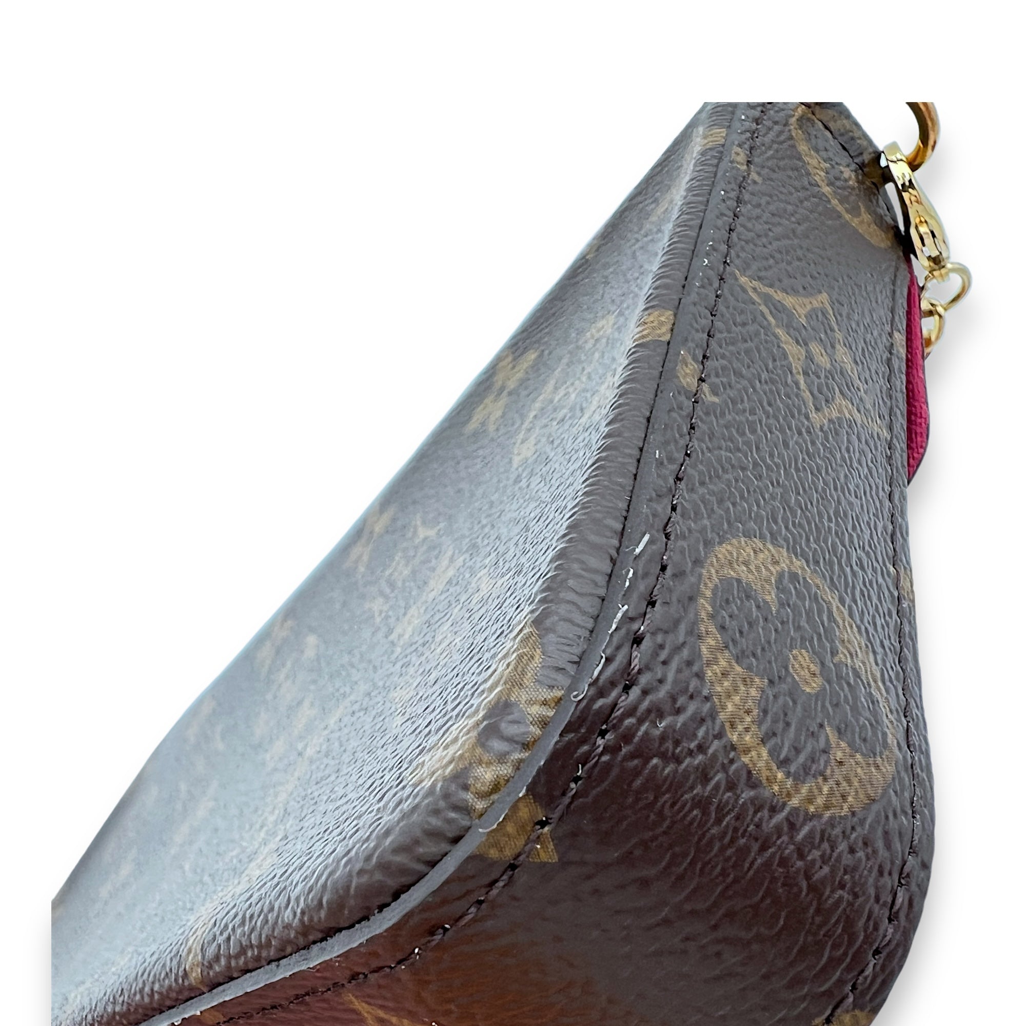 Felicie Wallet On Chain Brown in Monogram Coated Canvas, Gold hardware