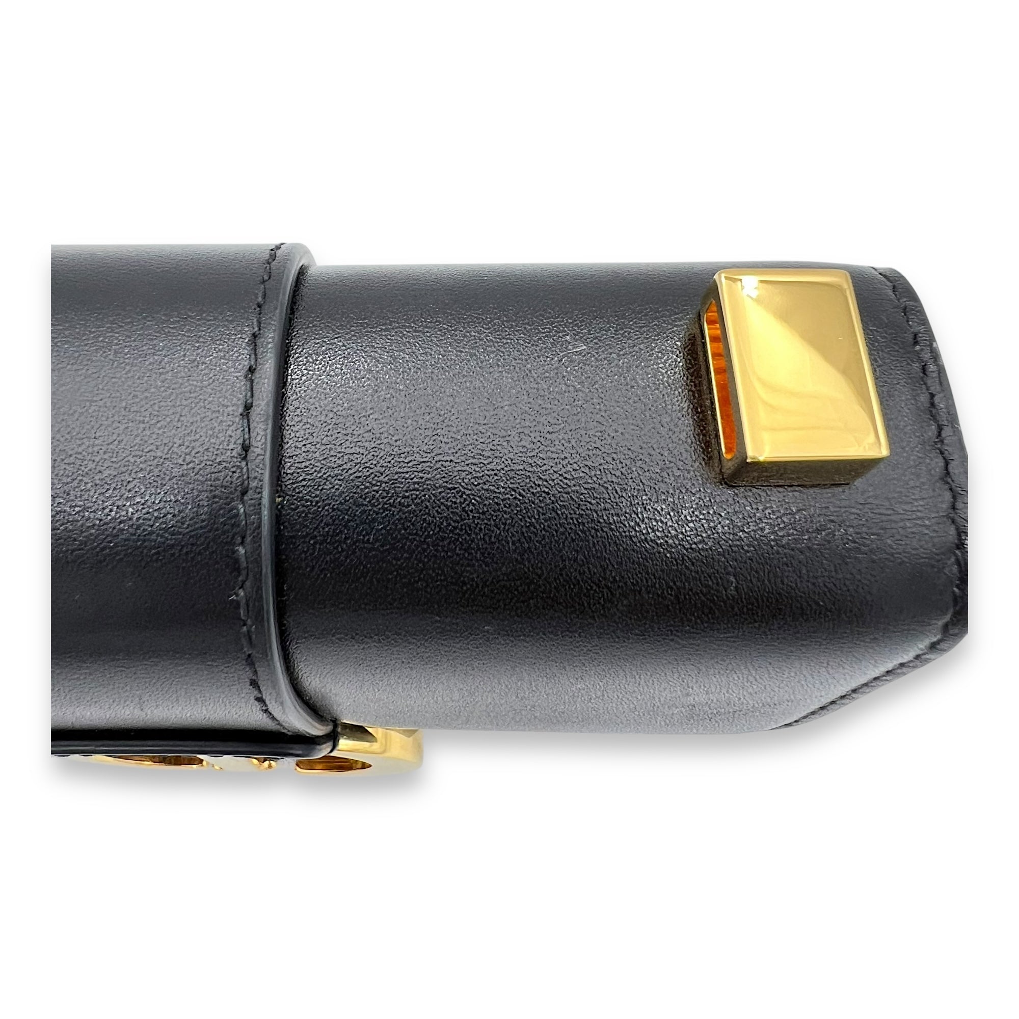 30 Montaigne Micro Black Crossbody Bag in Calfskin, Gold hardware