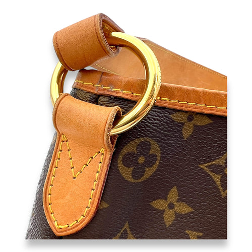 Delightful PM Brown Shoulder Bag in Monogram Coated Canvas, Gold hardware