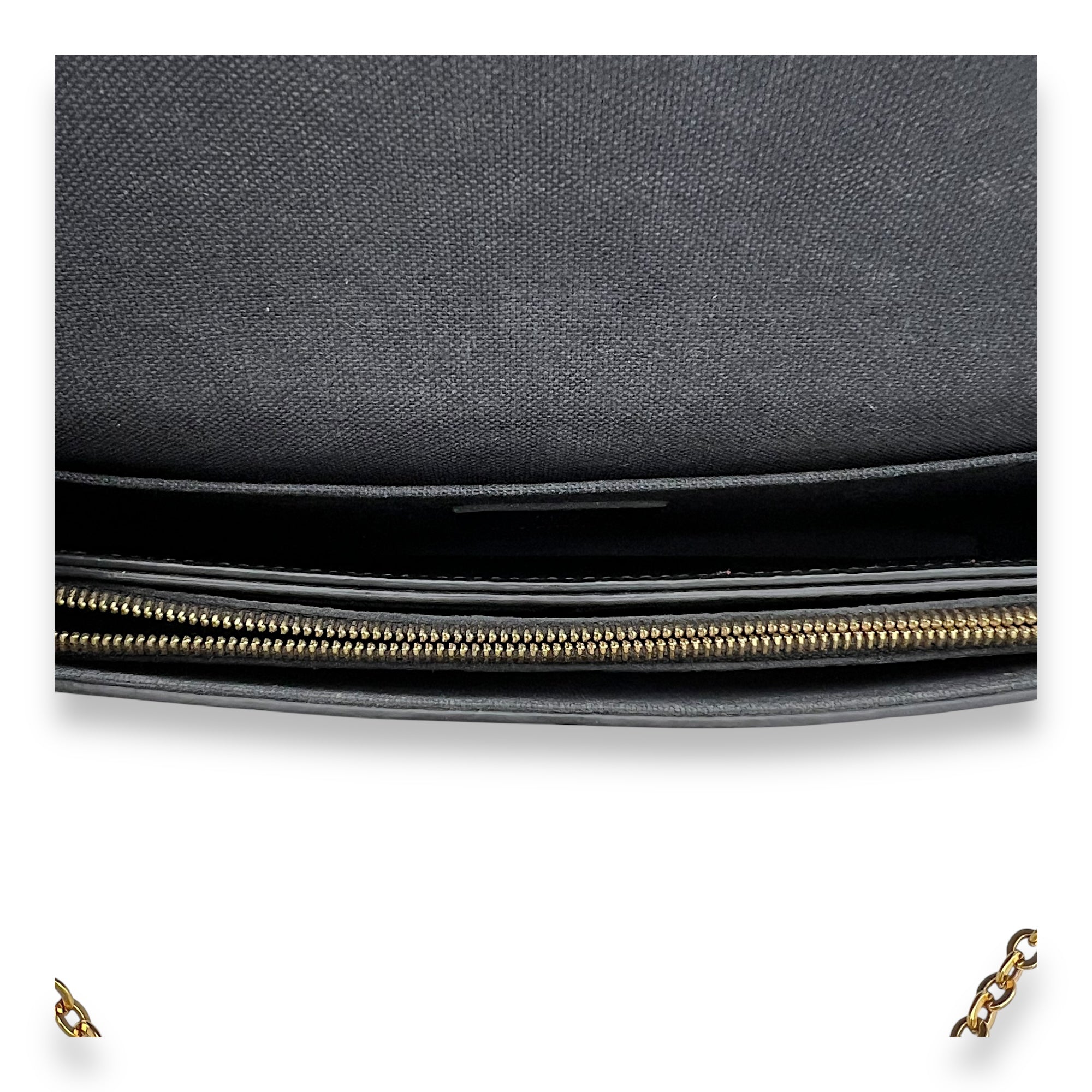 Felicie Wallet On Chain Black in Empreinte Leather, Gold hardware