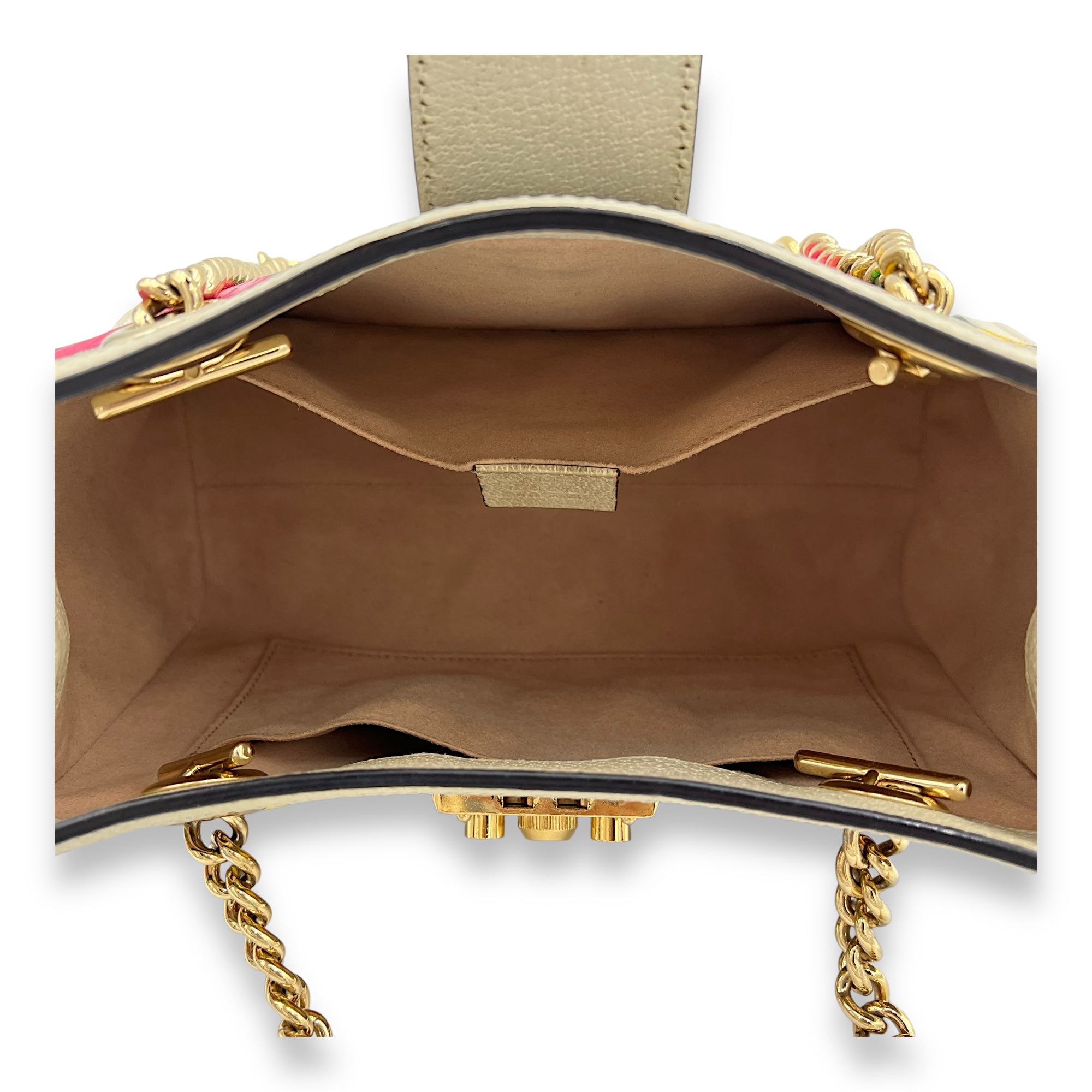 GG Supreme Top Handle Bag Small Beige in Canvas, Gold hardware