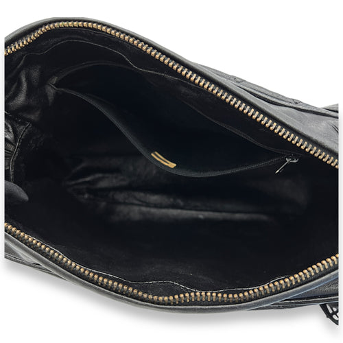 Camera Black Shoulder Bag in Lambskin, Gold hardware