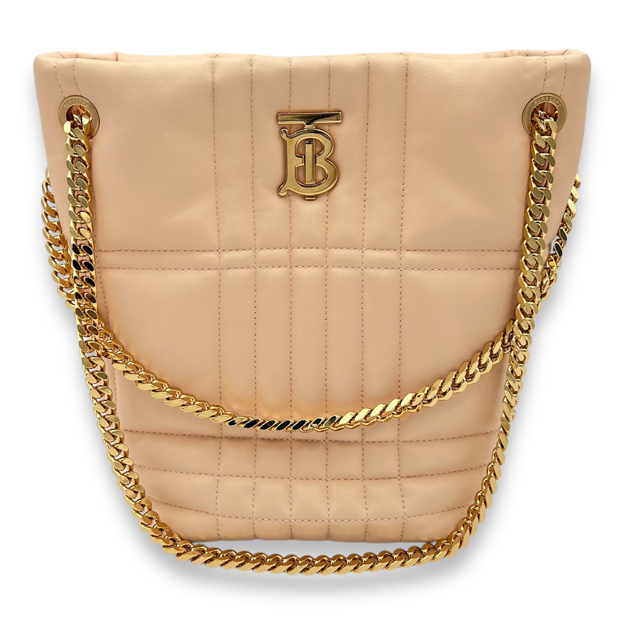 Lola Beige Bucket Bag in Lambskin, Gold hardware