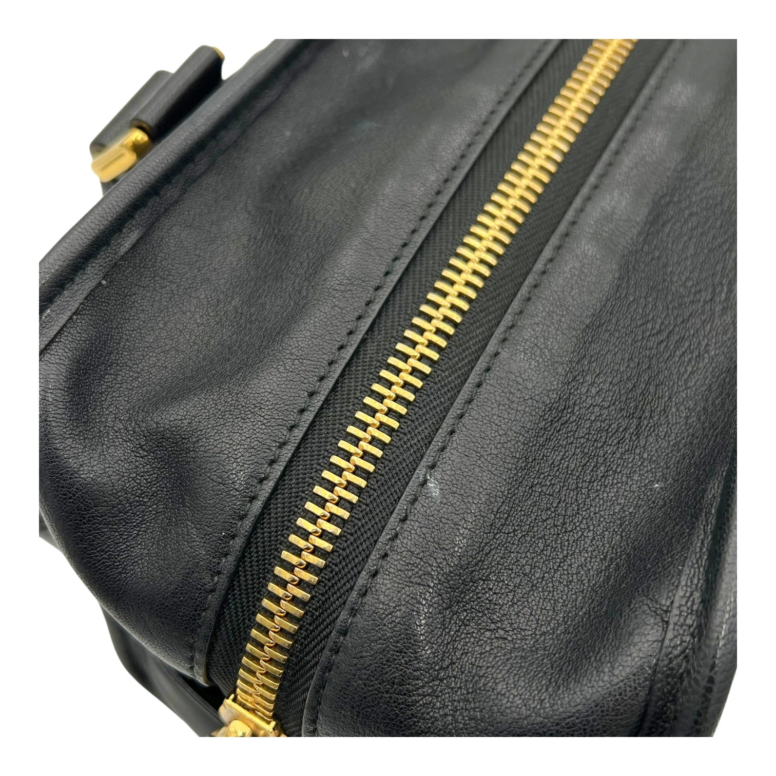 30 Montaigne Top Handle Bag Black in Calfskin, Gold hardware