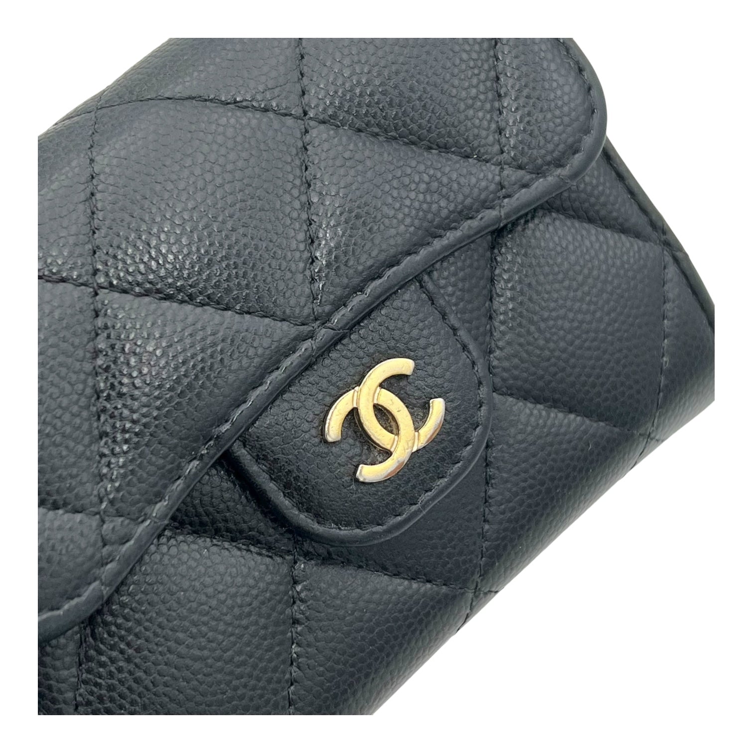 Classic Flap Cardholder Black Wallet On Chain in Caviar Leather, Gold hardware