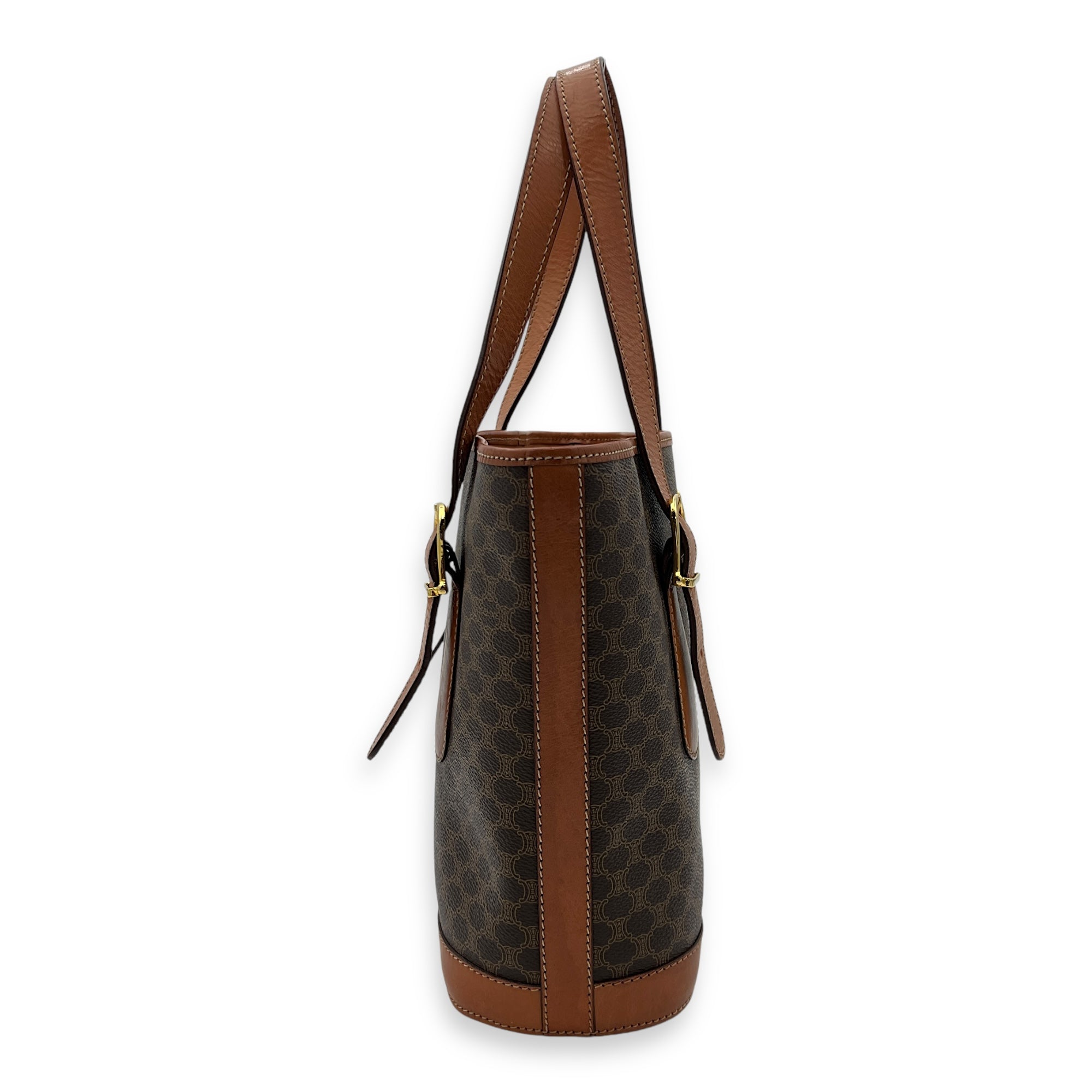 Macadam Tote Bag Brown in Coated Canvas, Gold hardware