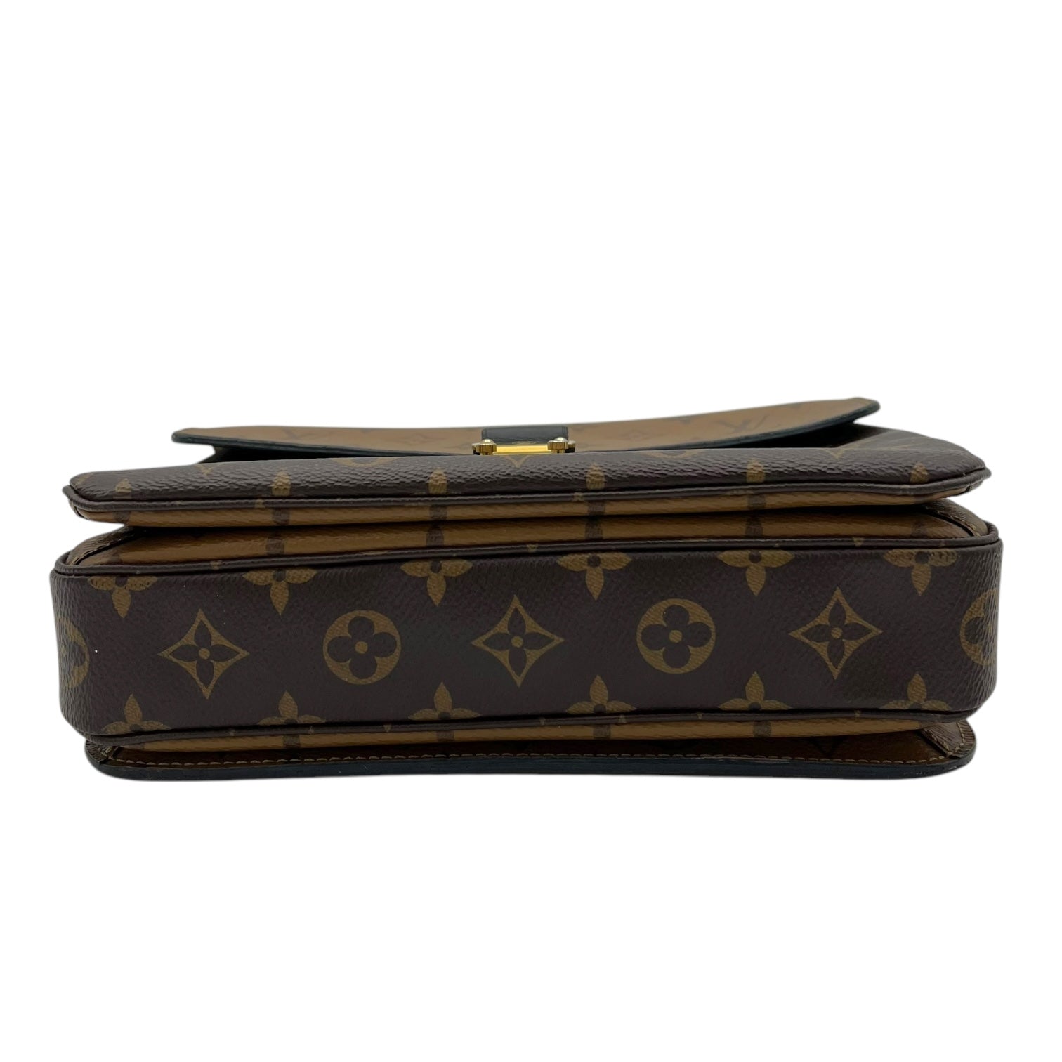 Pochette Metis Top Handle Bag Brown in Monogram Coated Canvas, Gold hardware