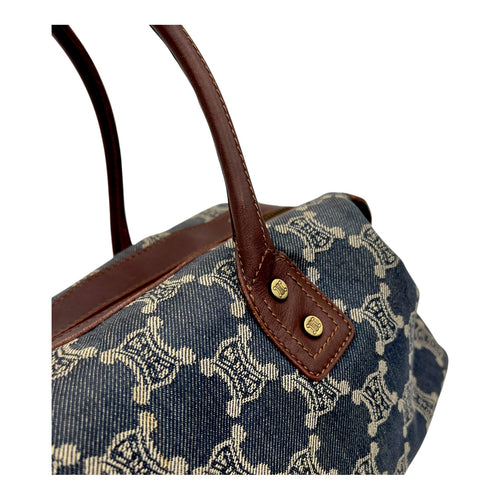 Macadam Shoulder Bag Blue in Denim, Gold hardware