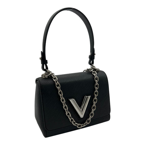 Twist PM Black Shoulder Bag in Epi Leather, Silver hardware