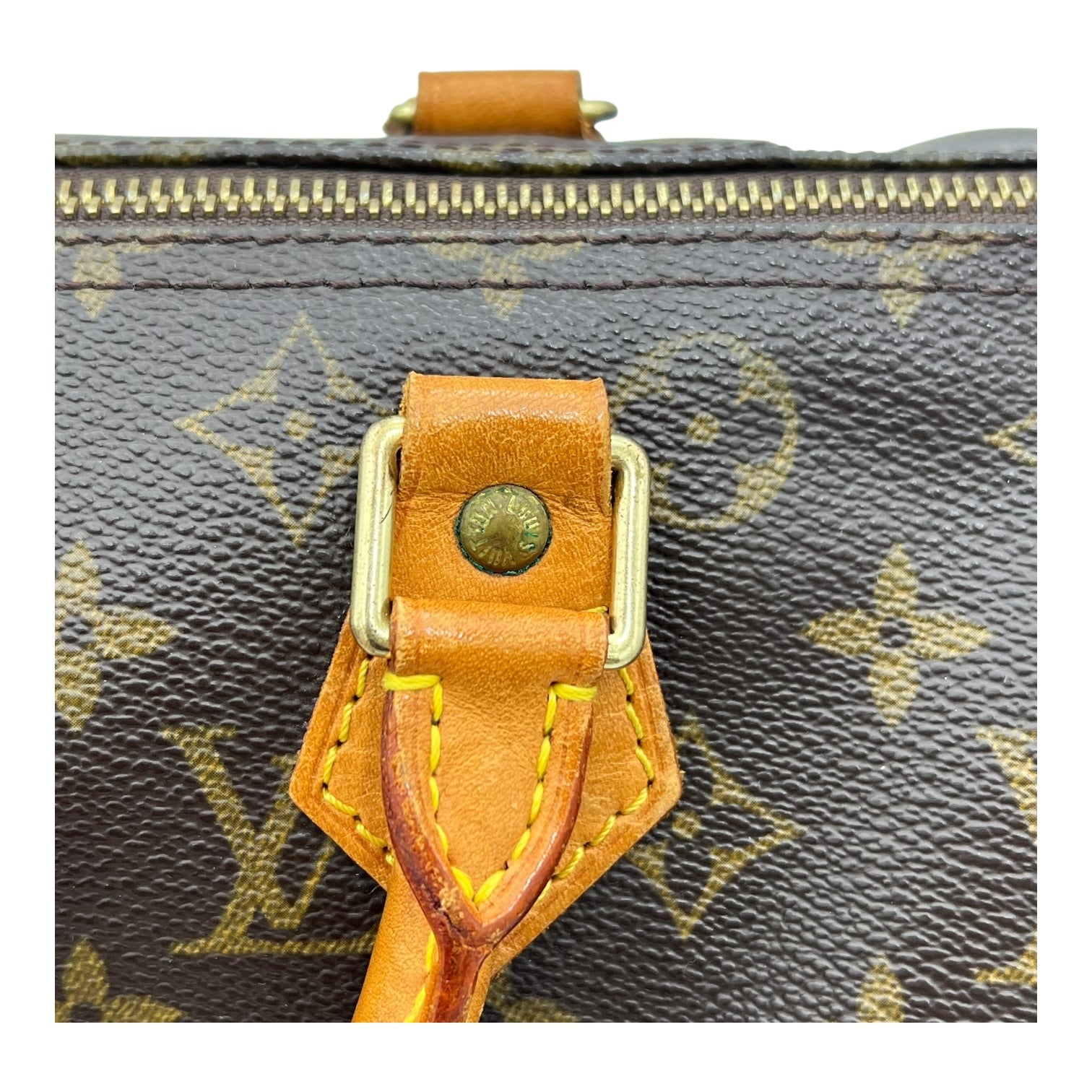 Speedy Top Handle Bag 30 Brown in Monogram Coated Canvas, Gold hardware