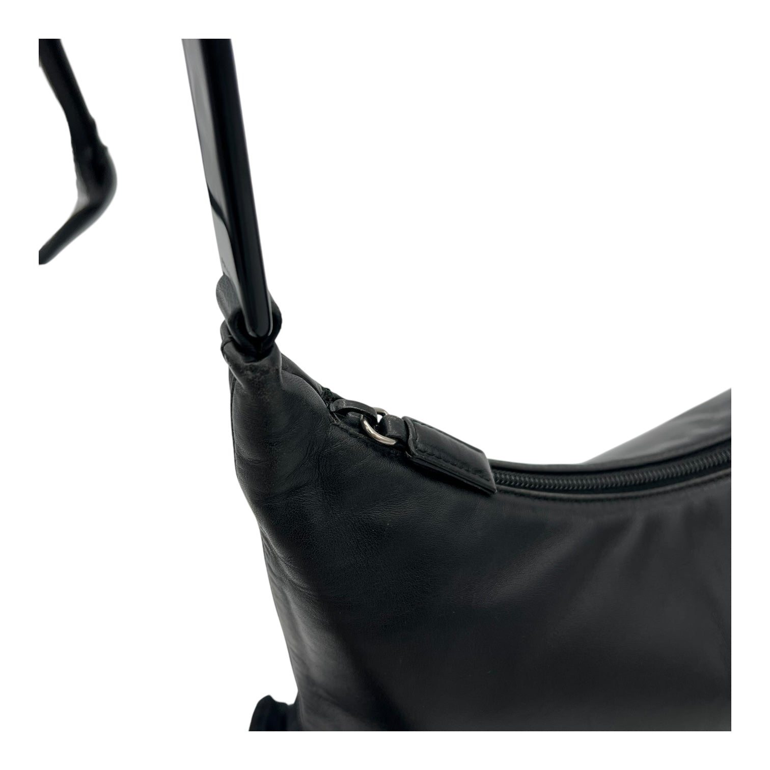 Logo Shoulder Bag Black in Calfskin, Silver hardware