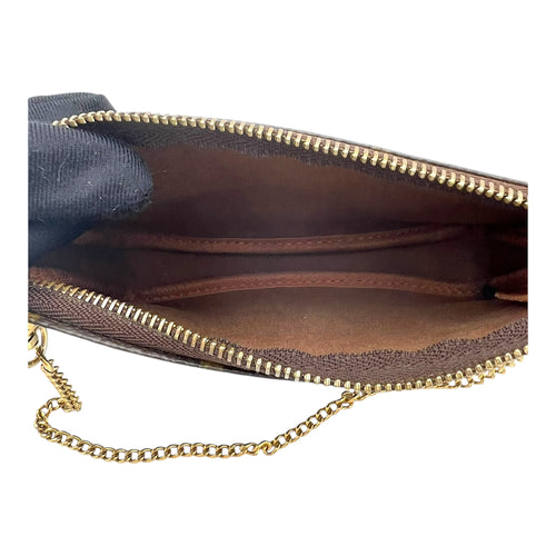 Pochette Accessoires Mini Brown Pouch in Monogram Coated Canvas, Gold hardware