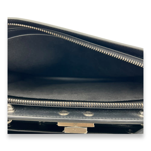 Peekaboo Top Handle Bag Black in Calfskin, Silver hardware