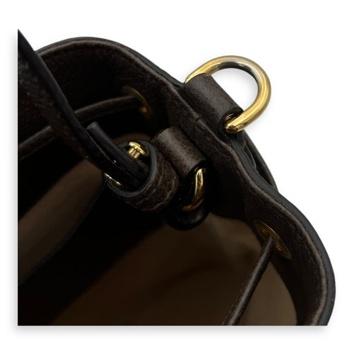 Ophidia Small Brown Bucket Bag in Monogram Coated Canvas, Gold hardware