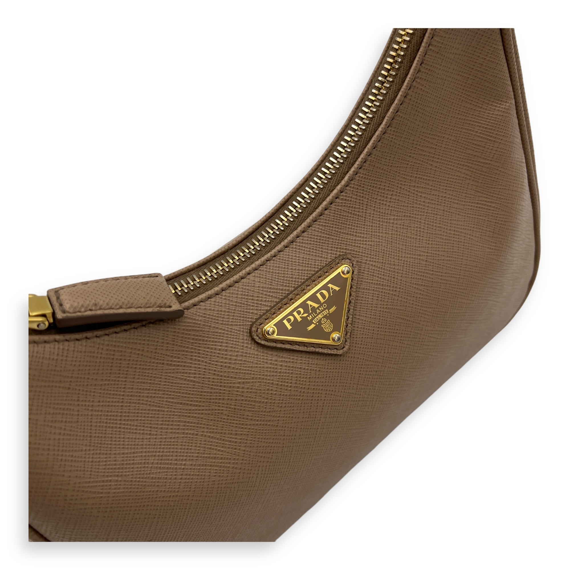 Re-Edition Mini Cammeo Shoulder Bag in Saffiano Leather, Gold hardware