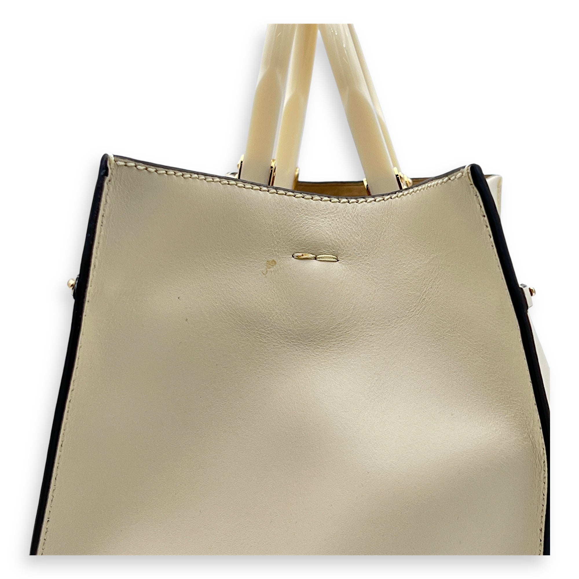 Sunshine Top Handle Bag Beige in Calfskin, Gold hardware