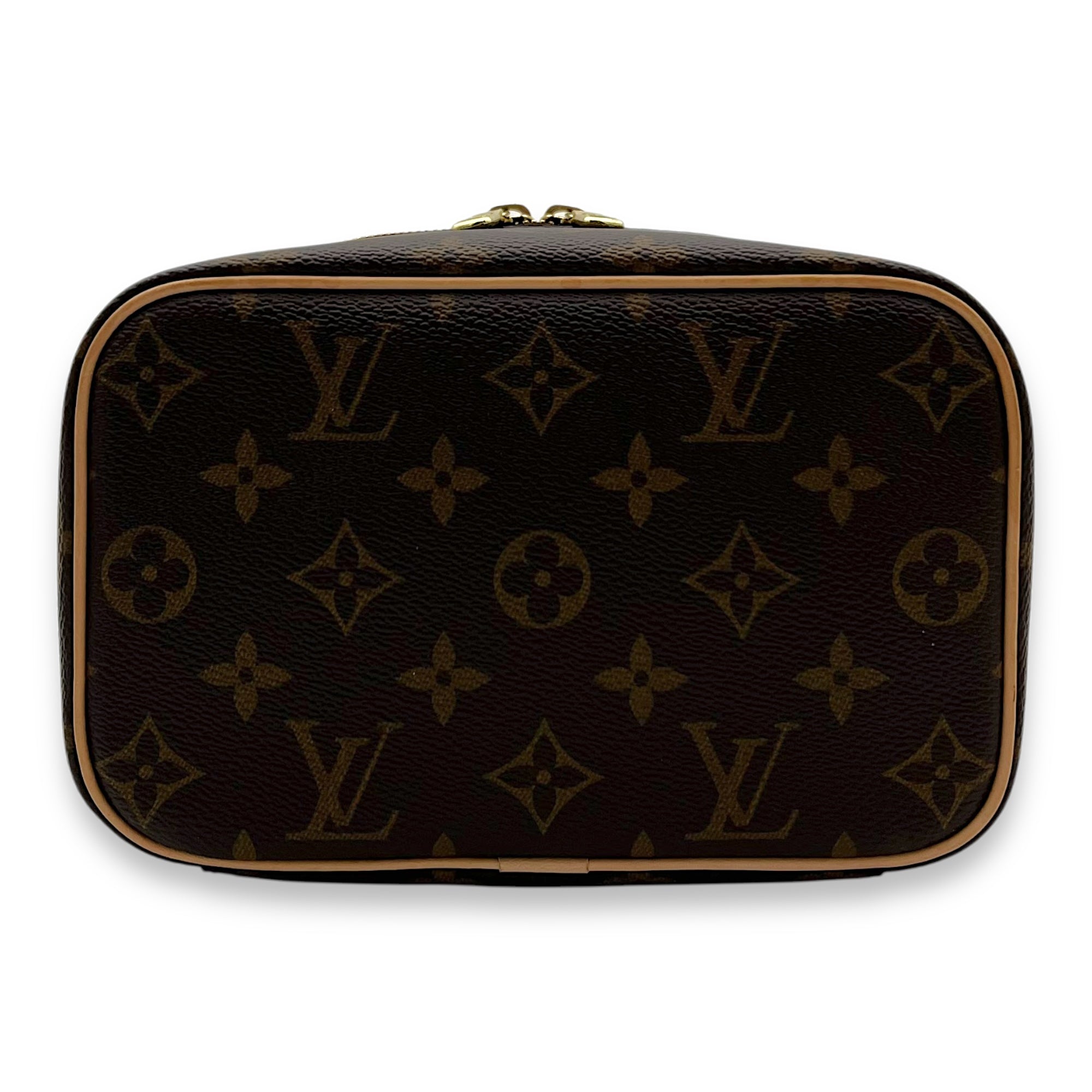 Nice Mini Brown Top Handle Bag in Monogram Coated Canvas, Gold hardware