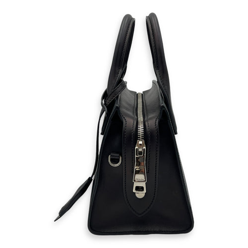 Kristen Top Handle Bag Black in Saffiano Leather, Silver hardware