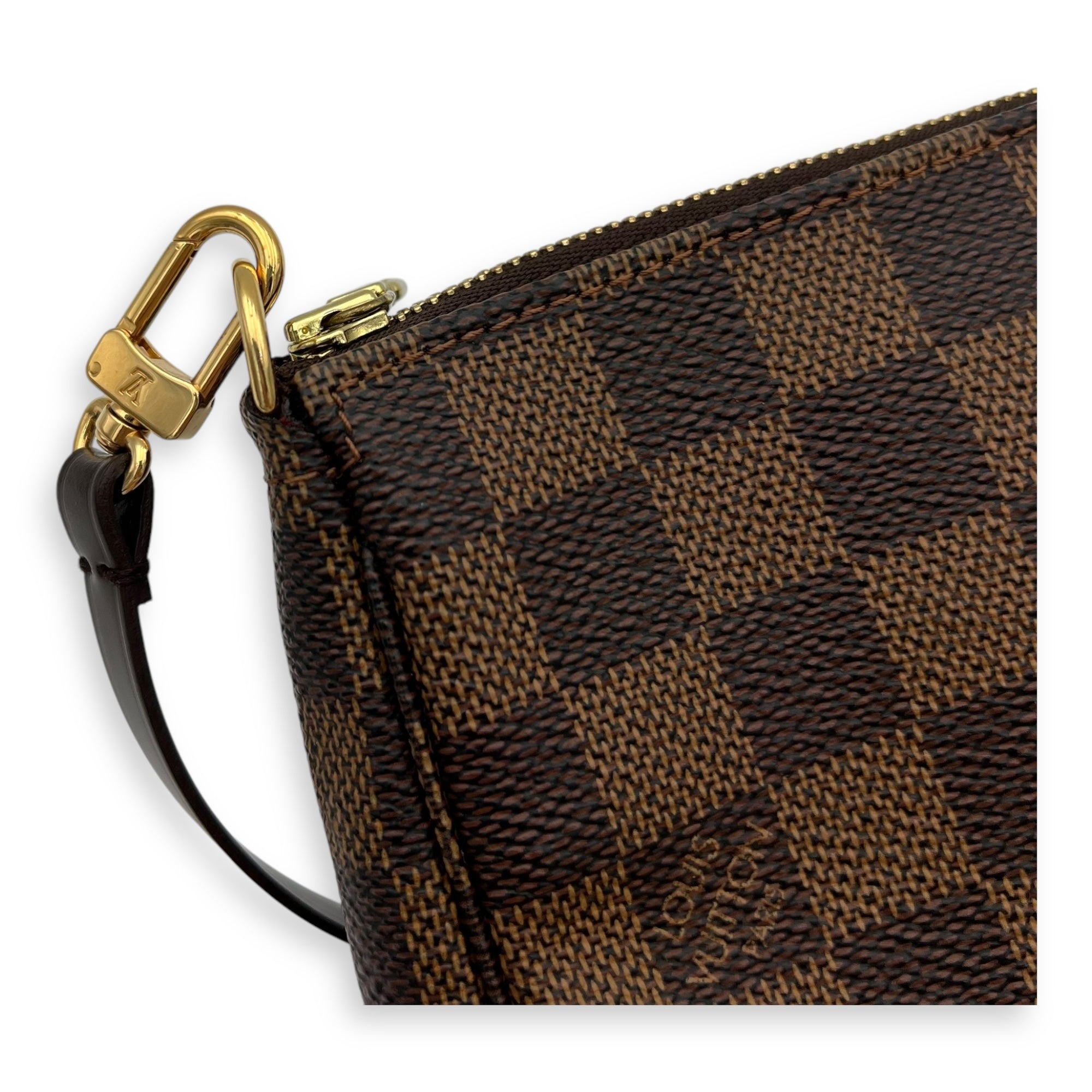 Pochette Shoulder Bag Brown in Coated Canvas, Gold hardware