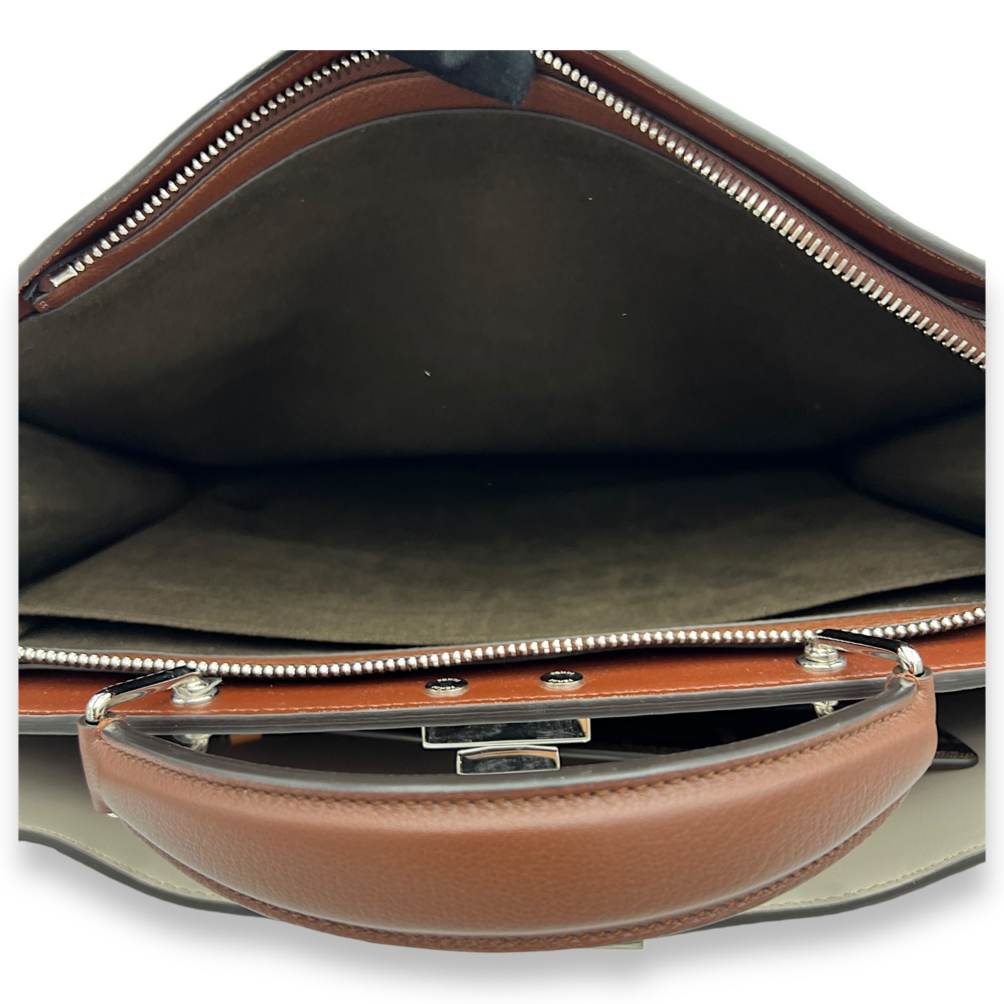 ISeeU Top Handle Bag Brown in Calfskin, Silver hardware