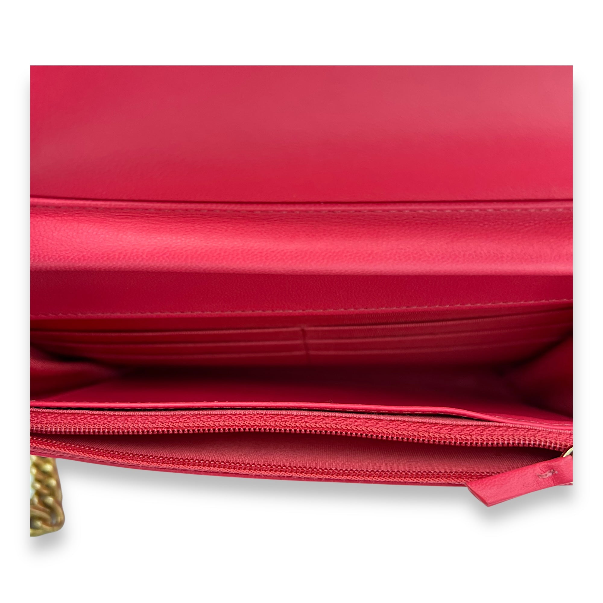 Chanel Boy Wallet On Chain Pink in Calfskin, Gold hardware_6