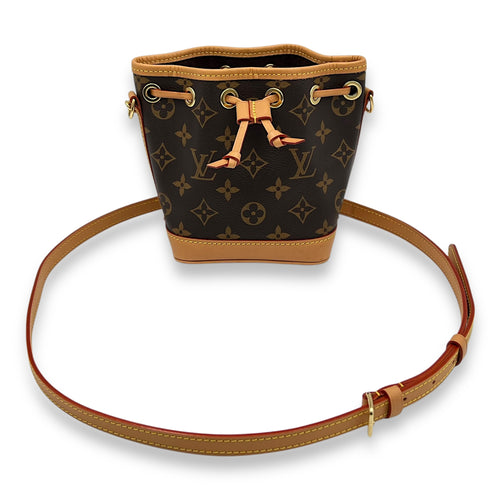 Louis Vuitton Noe Bucket Bag Brown in Monogram Coated Canvas, Gold hardware_5