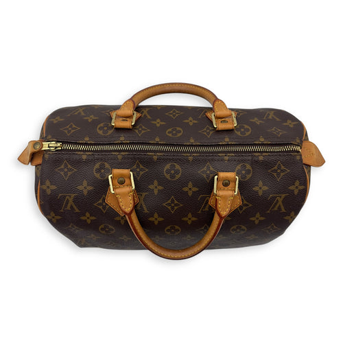 Louis Vuitton Speedy 30 Brown Top Handle Bag in Monogram Coated Canvas, Gold hardware_6