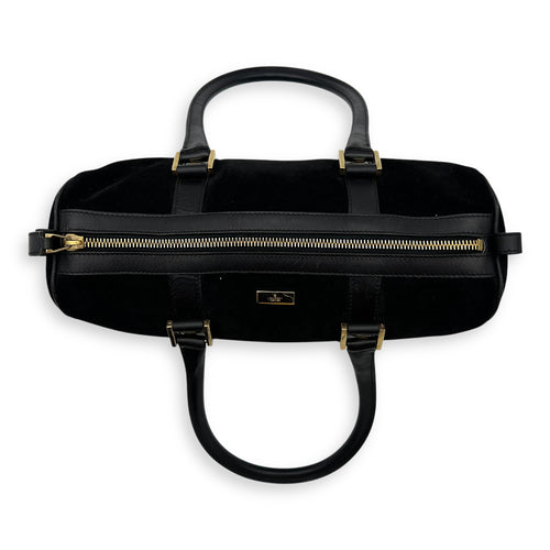 Gucci Boston Top Handle Bag Black in Suede Leather, Gold hardware_6