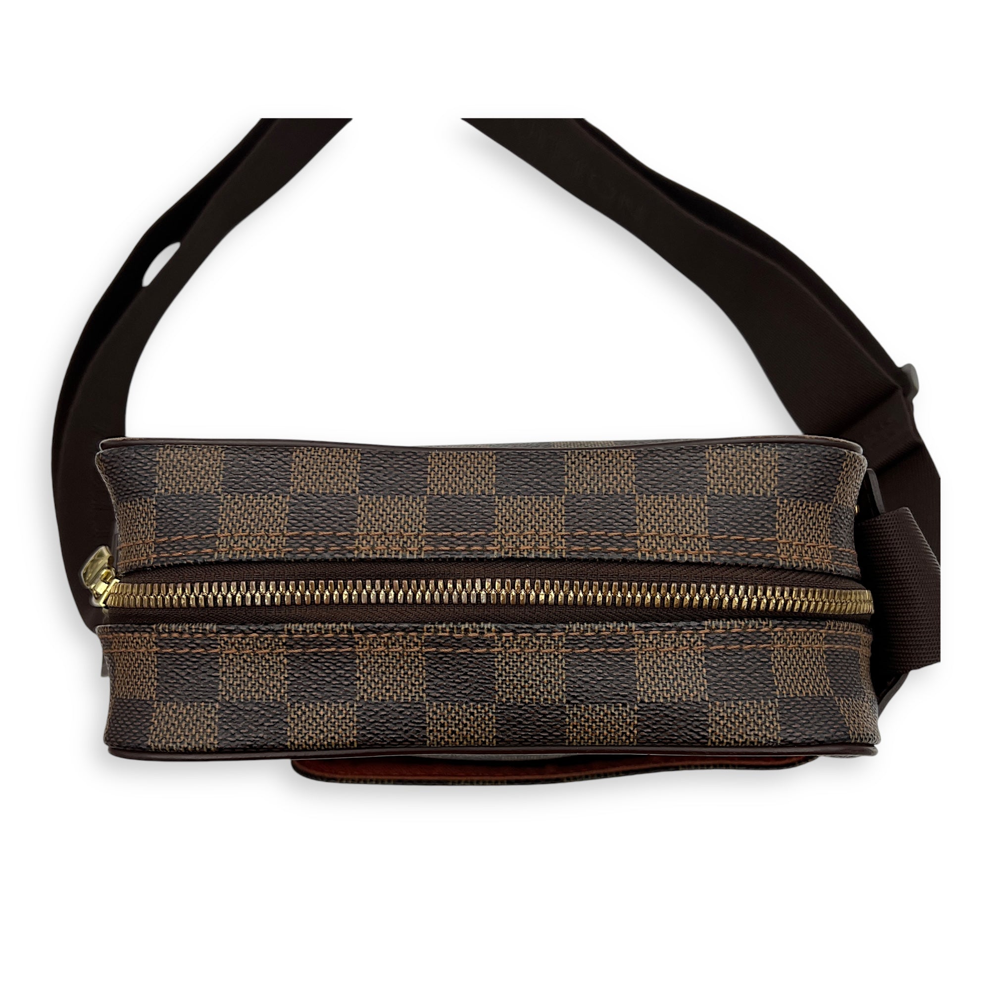 Louis Vuitton Olav Crossbody Bag PM Damier Ebene in Coated Canvas, Gold hardware_10