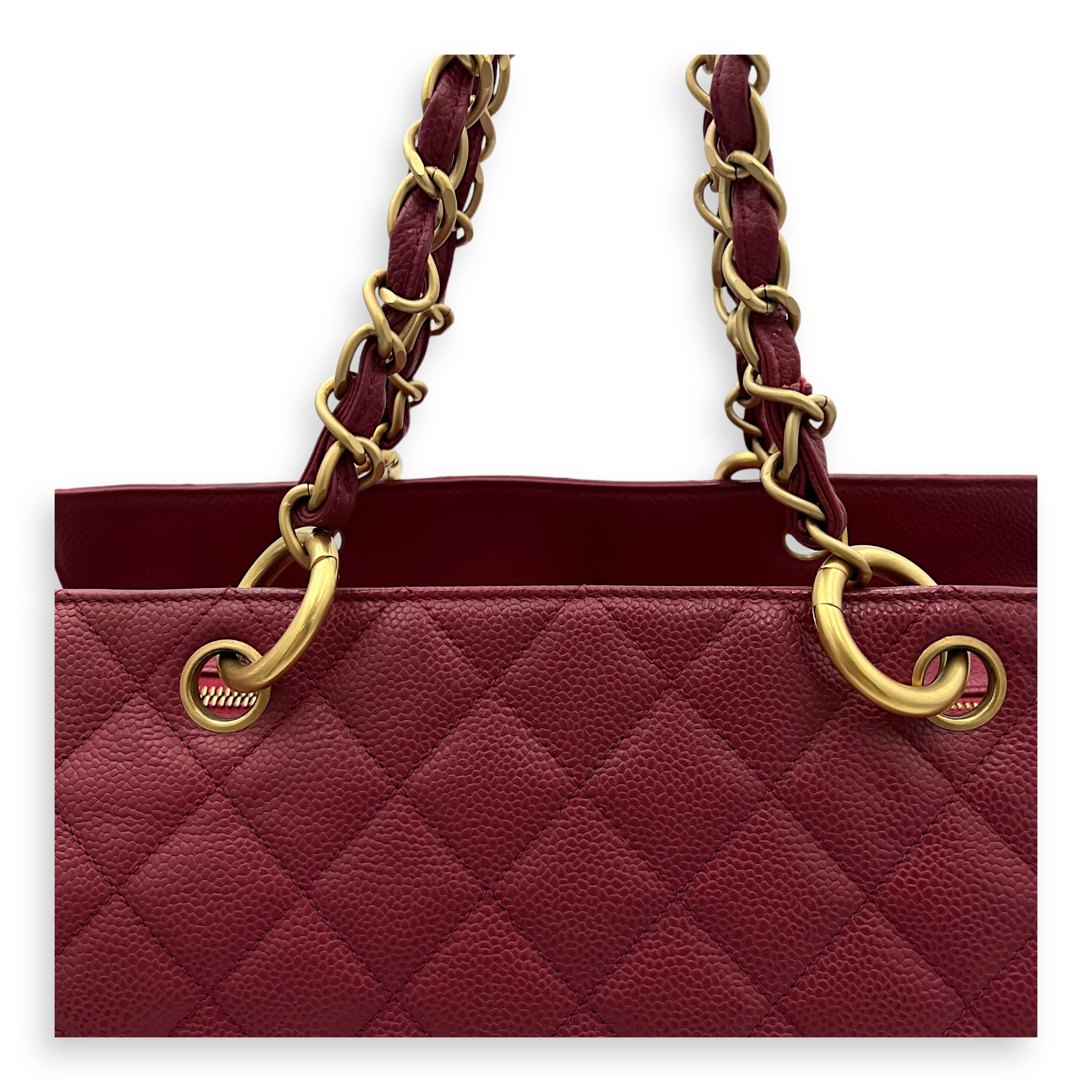 Chanel Vintage Top Handle Bag Medium Red in Caviar Leather, Brushed Gold hardware_9