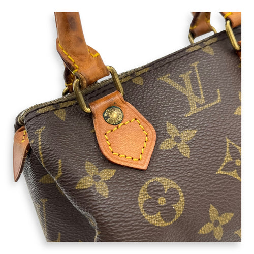 Louis Vuitton Speedy Crossbody Bag Brown in Monogram Coated Canvas, Gold hardware_6