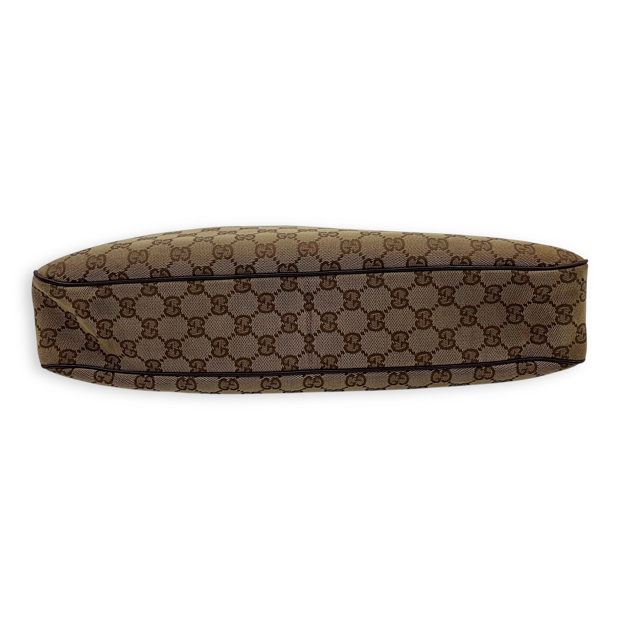 Gucci GG Shoulder Bag Brown in Canvas, Gold hardware_5