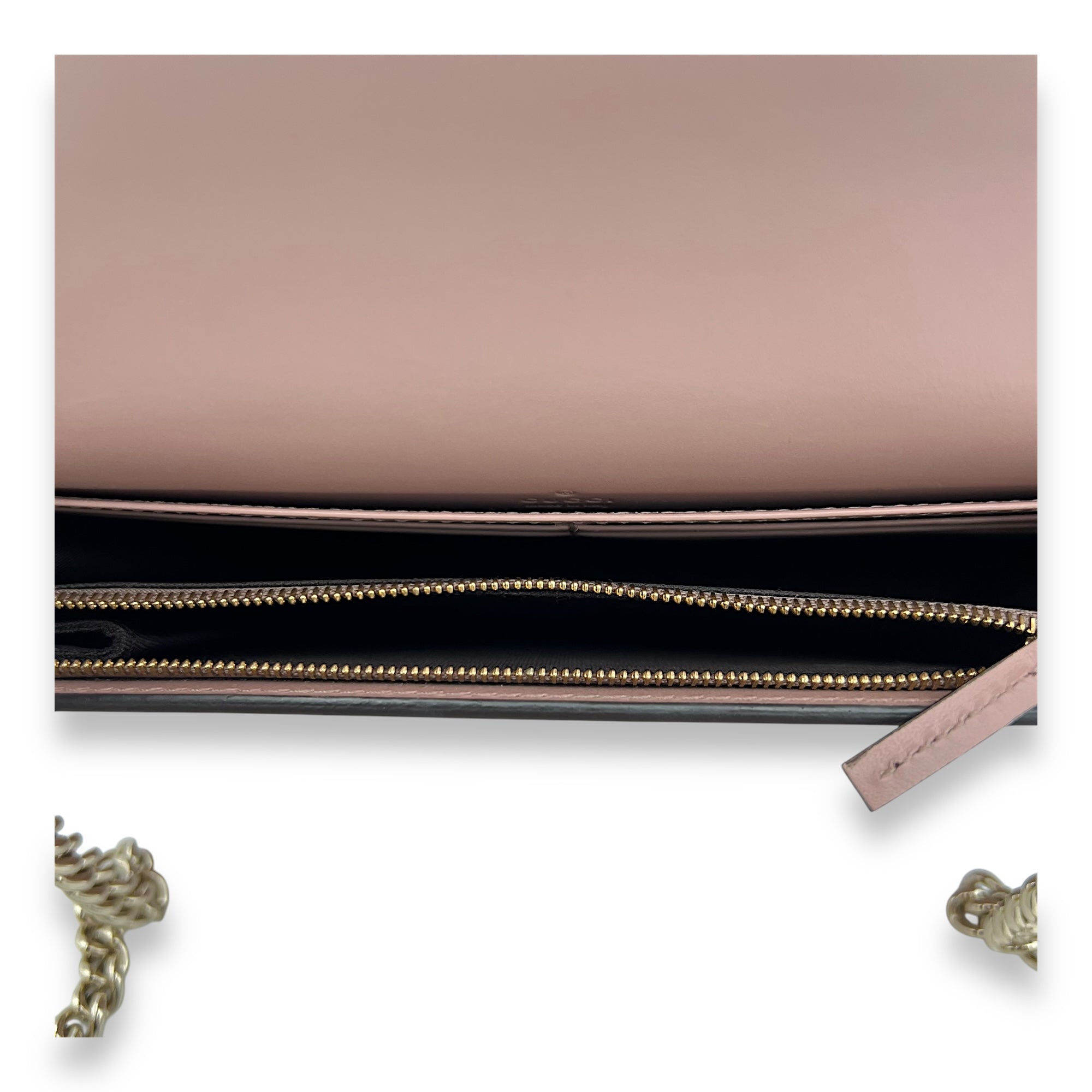 Gucci GG Bow Continental Pink Wallet On Chain in Guccissima Leather, Gold hardware_6