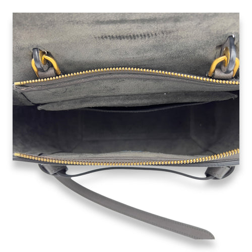 Celine Belt Micro Grey Top Handle Bag in Calfskin, Gold hardware_6