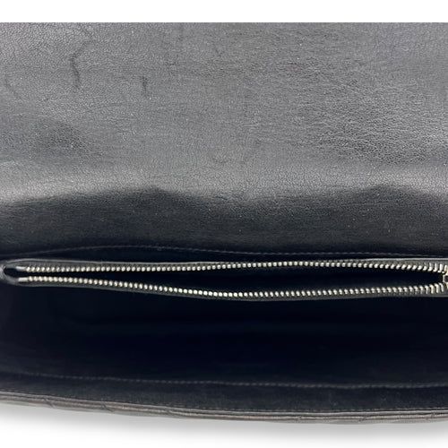 Saint Laurent College Large Black Shoulder Bag in Calfskin, Silver hardware_6