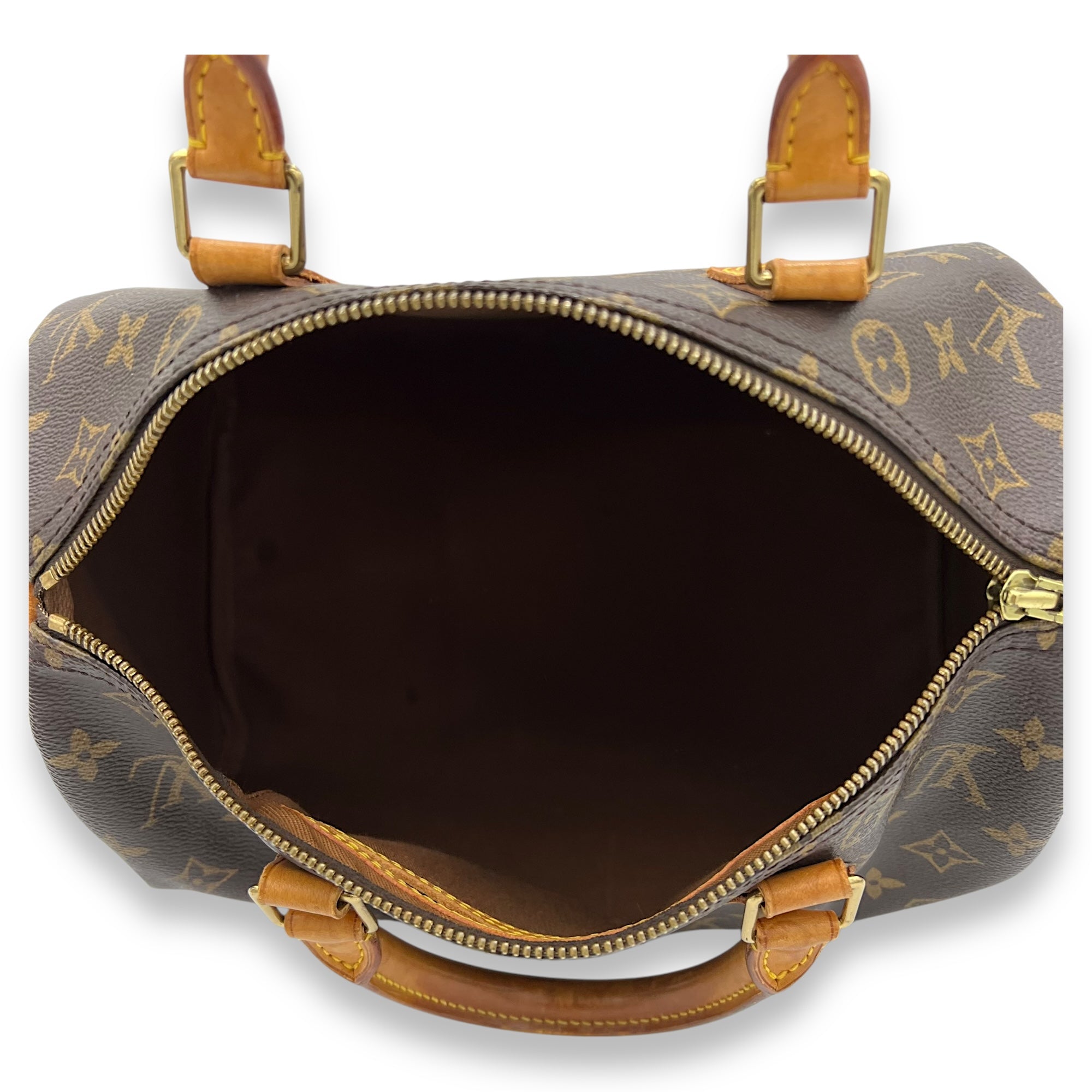 Louis Vuitton Speedy Top Handle Bag 30 Brown in Monogram Coated Canvas, Gold hardware_6