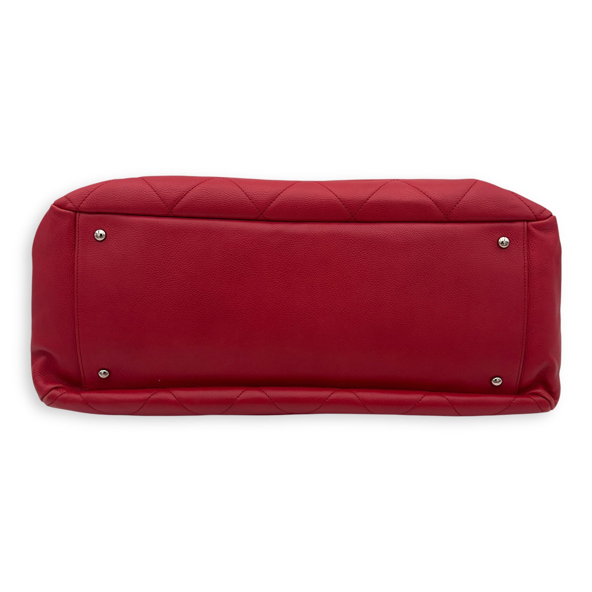 Chanel CC Tote Bag Red in Caviar Leather, Silver hardware_6