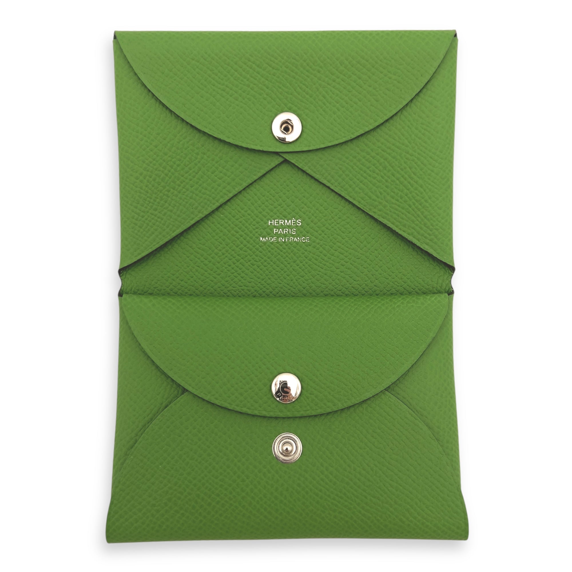 Hermès Calvi Duo Green in Calfskin, Silver hardware_6