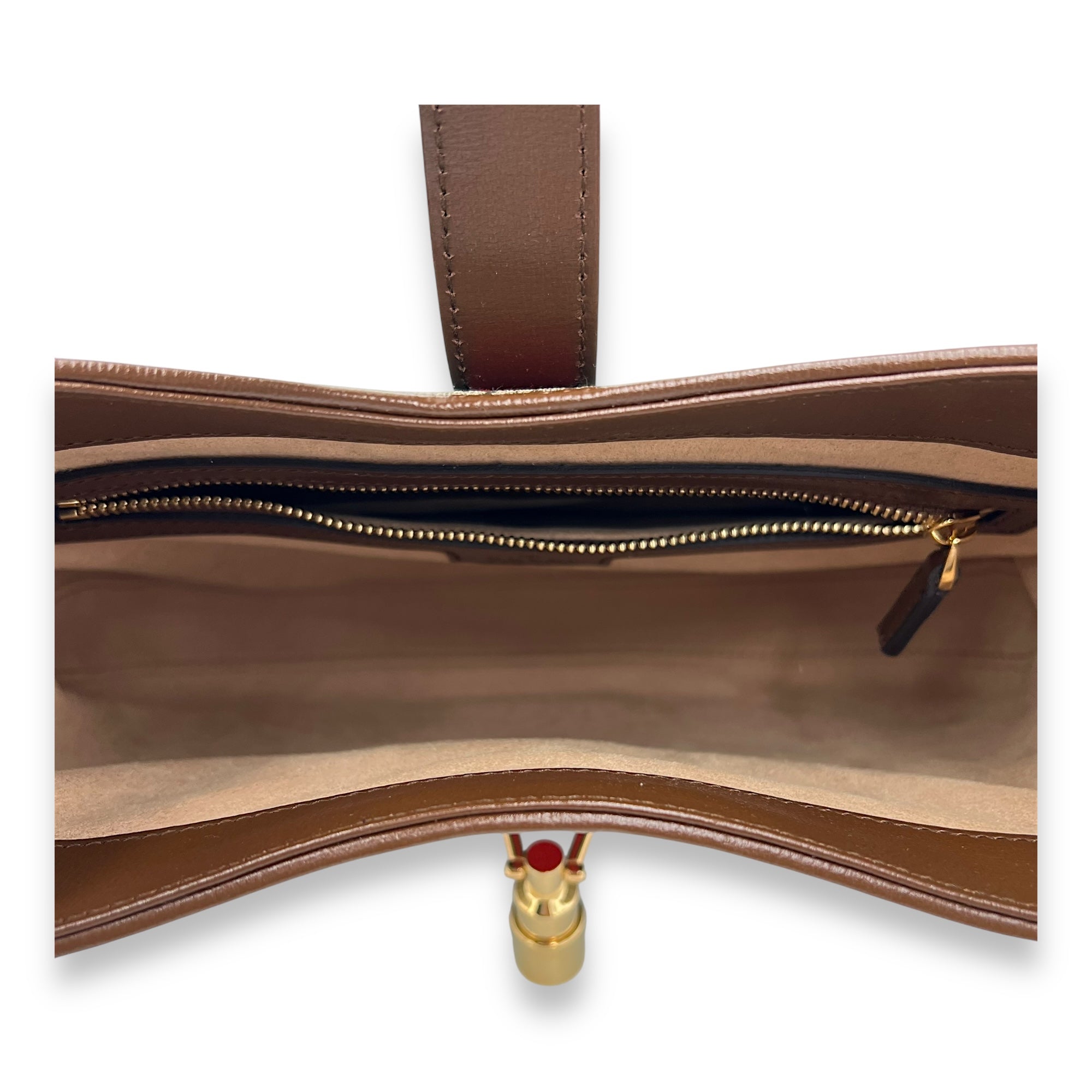 Gucci Jackie 1961 Shoulder Bag Brown in Coated Canvas, Gold hardware_6