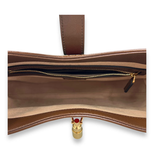 Gucci Jackie 1961 Shoulder Bag Brown in Coated Canvas, Gold hardware_6