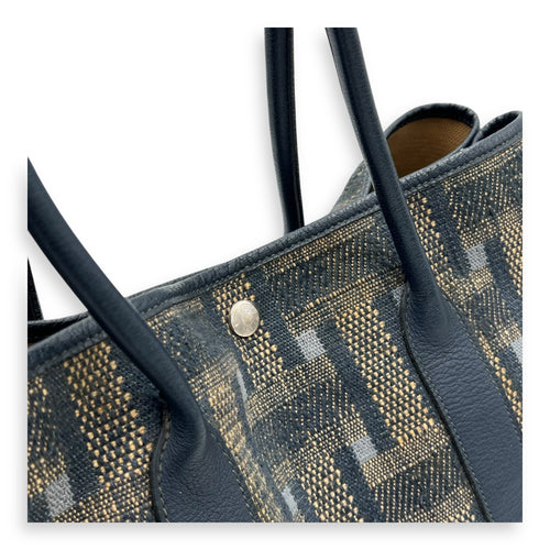 Hermès Garden Party Blue in Tweed, Silver hardware_6