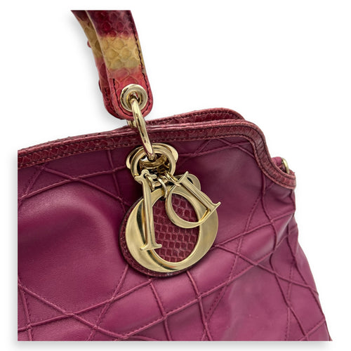 Christian Dior Granville Top Handle Bag Purple in Calfskin, Gold hardware_6