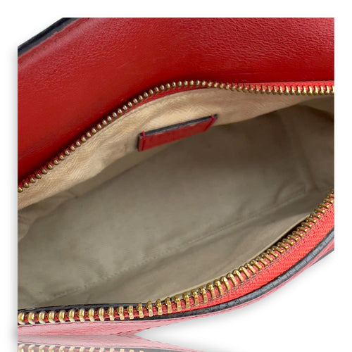 Loewe Puzzle Small Red Top Handle Bag in Calfskin, Gold hardware_6