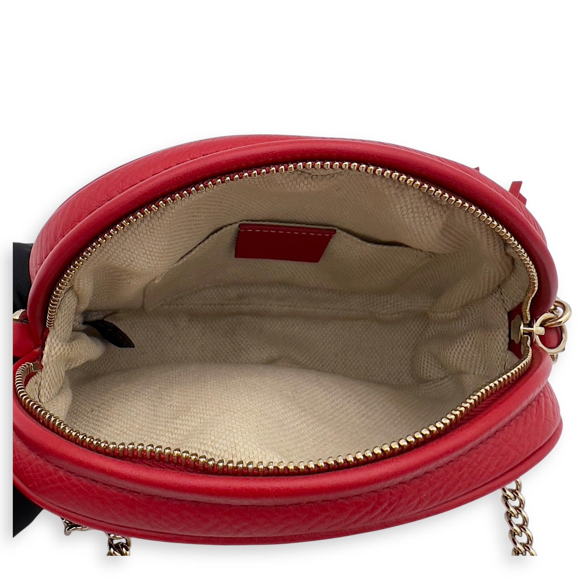 Gucci Soho Crossbody Bag Red in Calfskin, Gold hardware_6