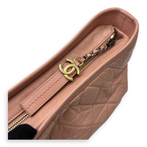 Chanel Gabrielle Crossbody Bag Medium Pink in Calfskin, Gold hardware_6