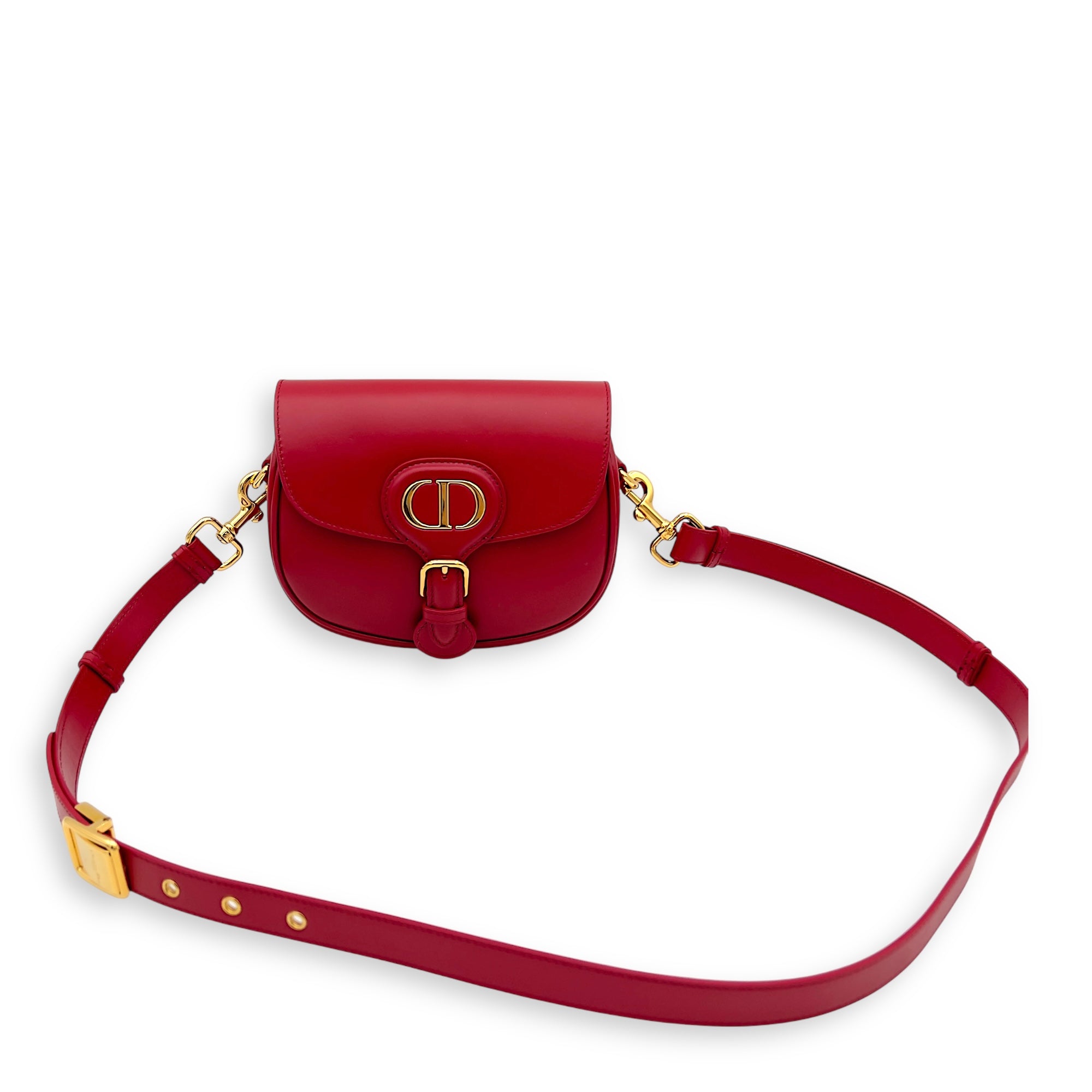 Christian Dior Bobby Small Red Shoulder Bag in Calfskin, Gold hardware_8