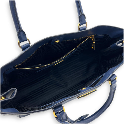 Prada Galleria Top Handle Bag Large Blue in Saffiano Leather, Gold hardware_8