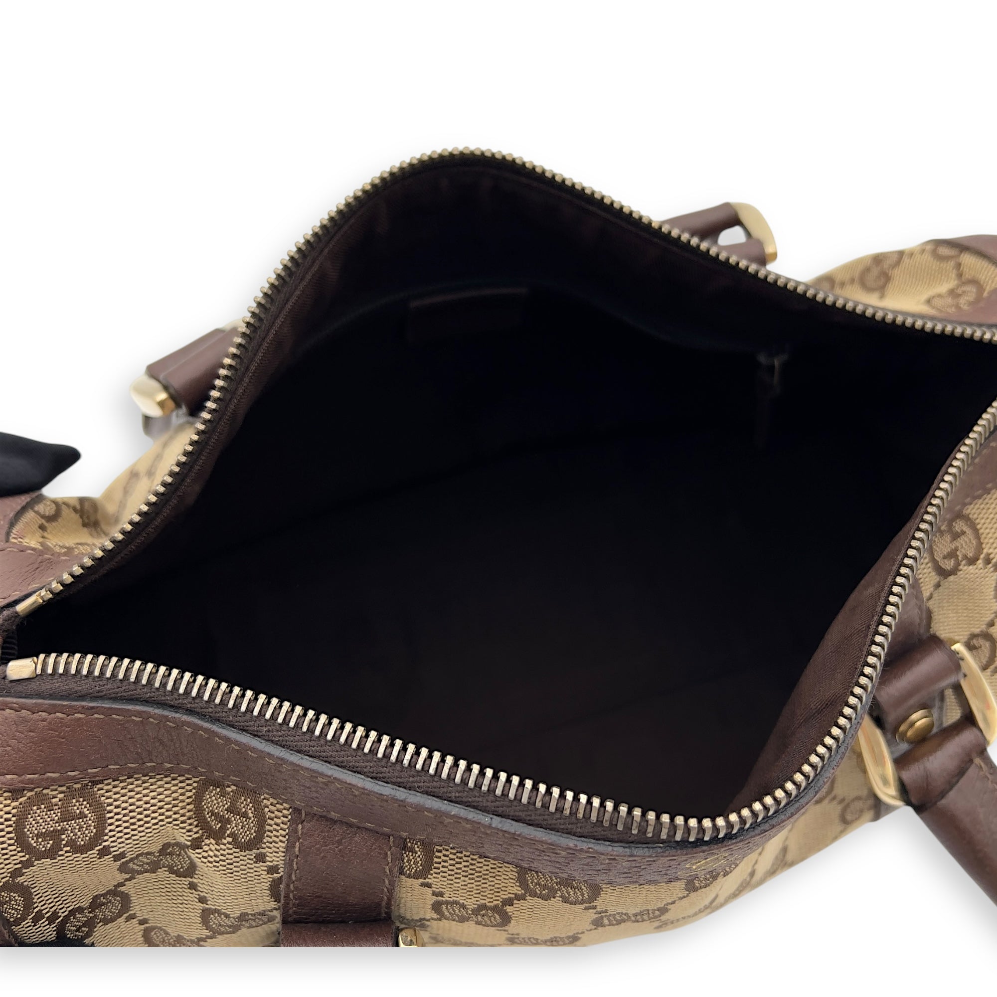 Gucci Vintage Brown Top Handle Bag in Jacquard, Gold hardware_6