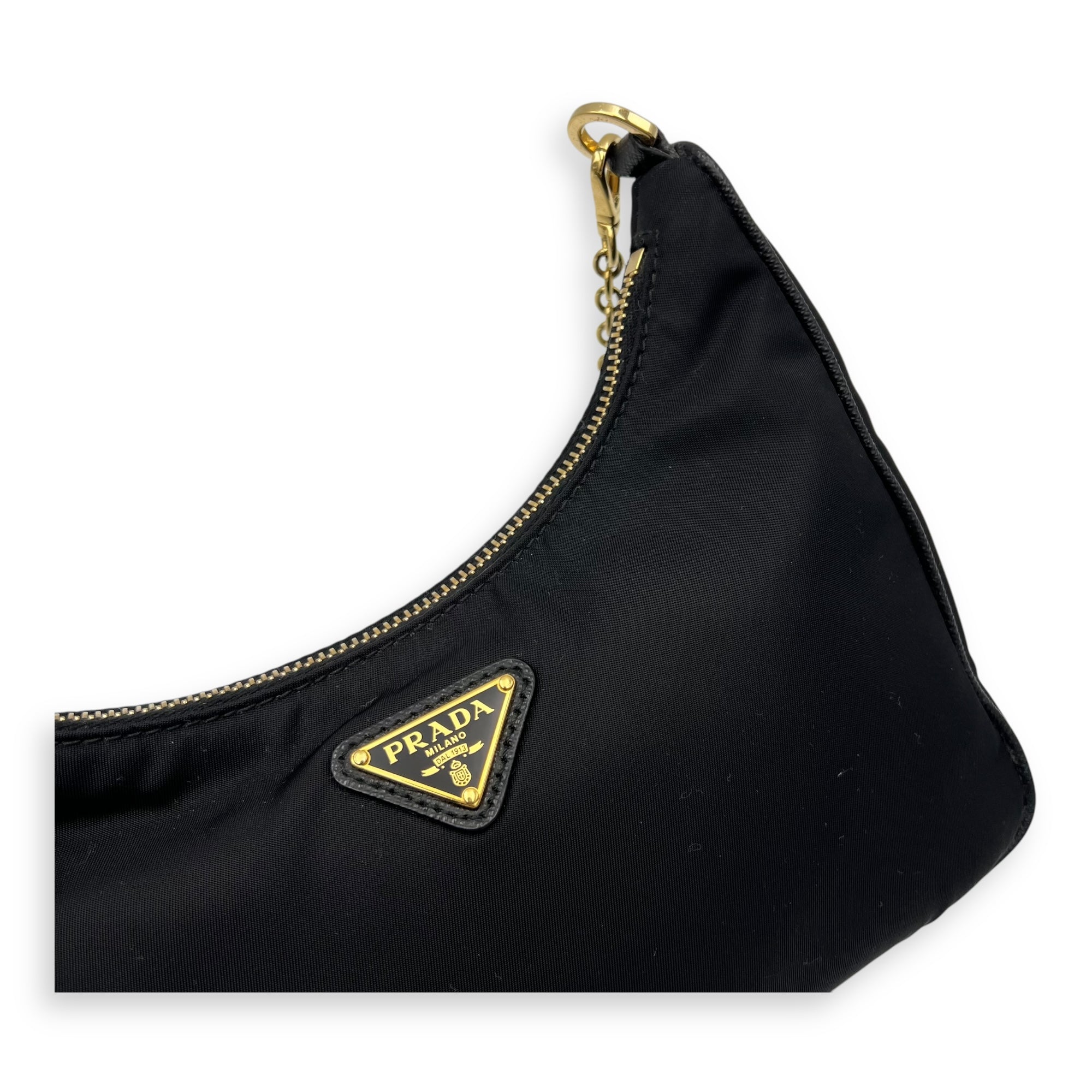 Prada Re-Edition Black Crossbody Bag in Re-Nylon, Gold hardware_6